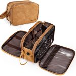 BAGSPRITE Toiletry Bag for Men， Travel Bag for Toiletries， Mens Toiletry Bag Shaving Dopp Kit Organizer， Large Water-resistant Travel Bathroom Bag for Traveling， Black/Brown